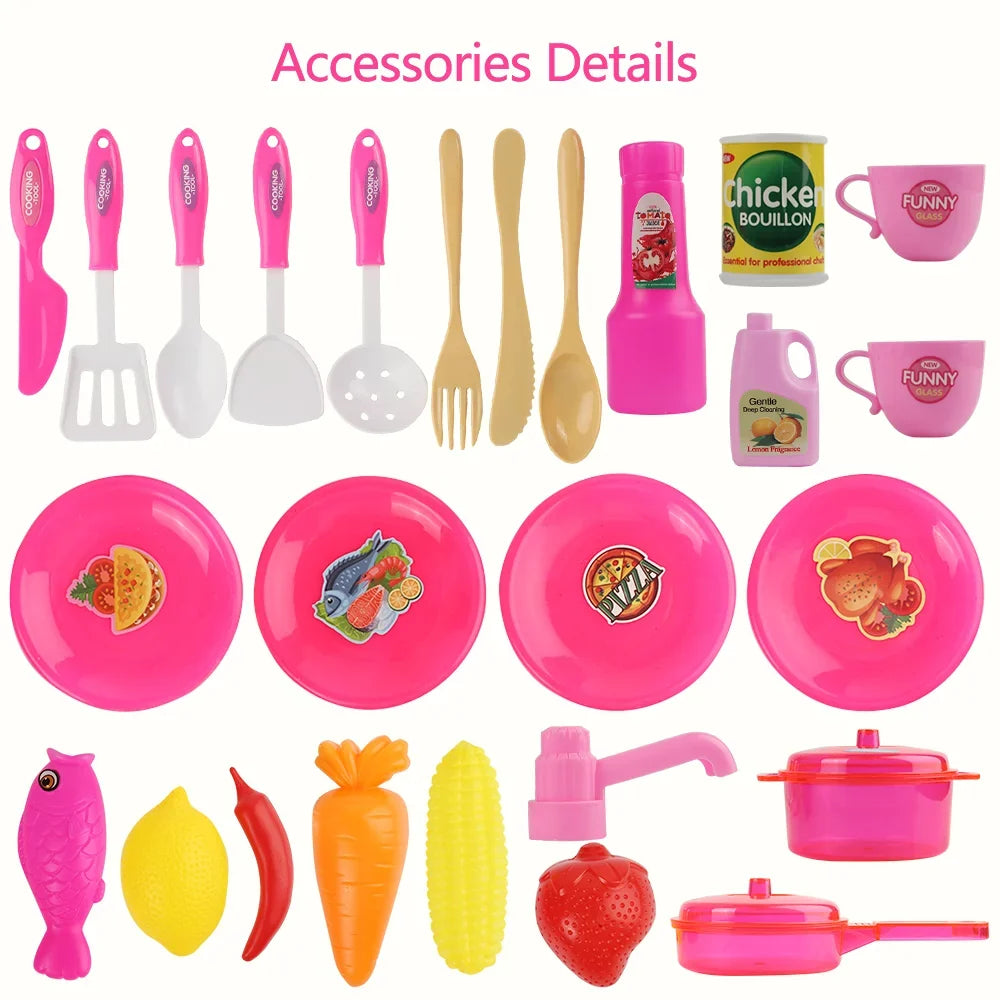 and Little Kitchen Pans Set with Utensils, Play Cups, Food, Cooking Pretend Chef's Pots