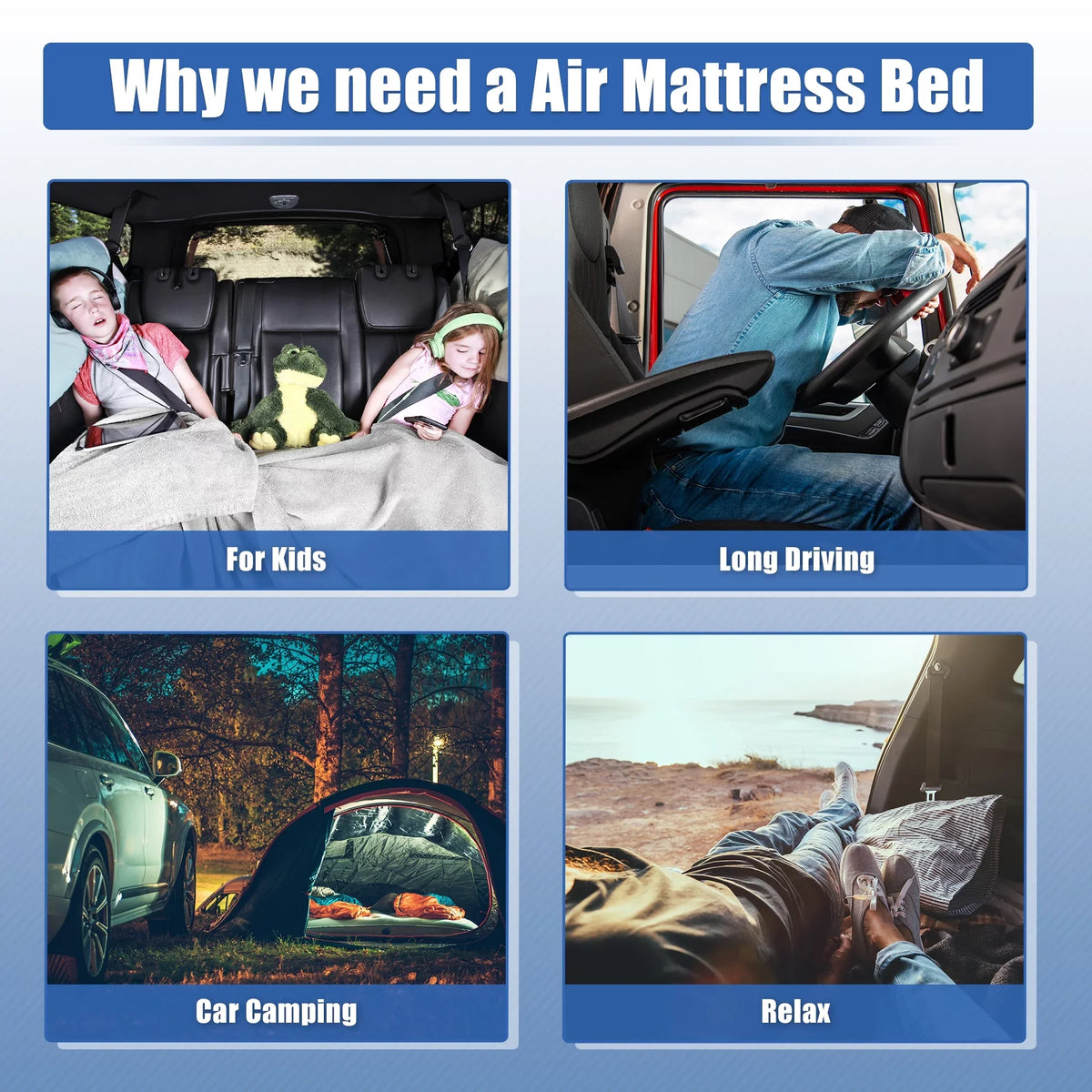 Bed Inflatable Bargains Truck PVC Pump Air Electric Gray with Thickened Full-Size Kit Short Universal 5.5-5.8ft Unique