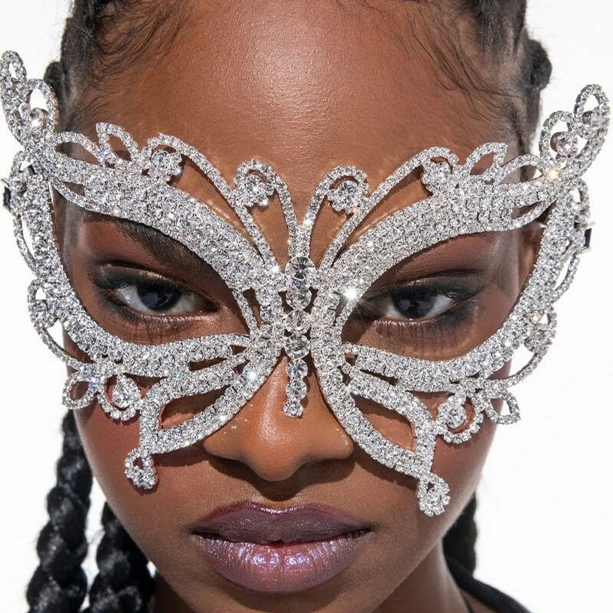 Accessories Women Rhinestone Crystal Masquerade Face Mask Halloween Butterfly for