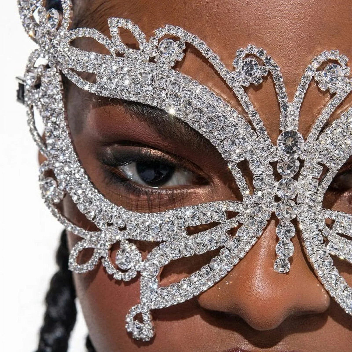 Accessories Women Rhinestone Crystal Masquerade Face Mask Halloween Butterfly for