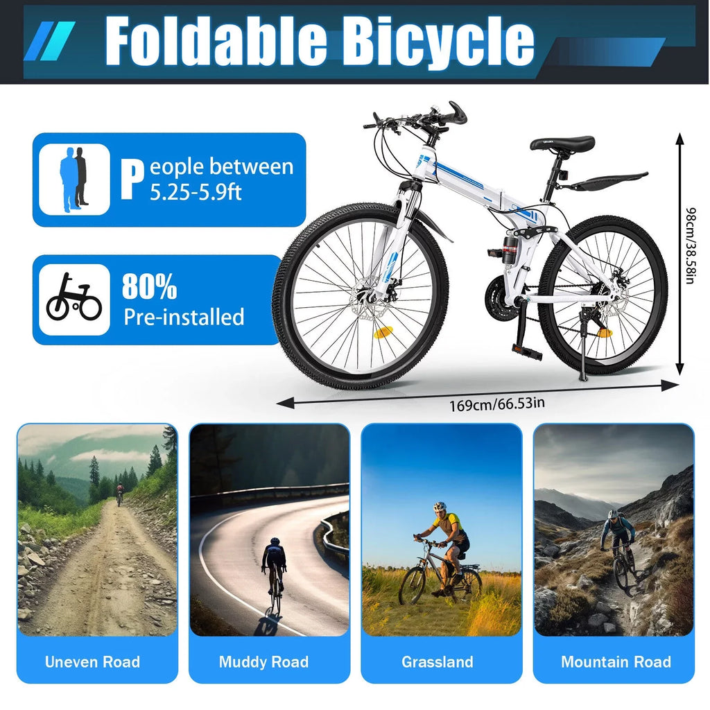 21 MTB Mountain Speed 26" Brake Bikes Bike Men Disc Dual SHZICMY Folding Bicycle School