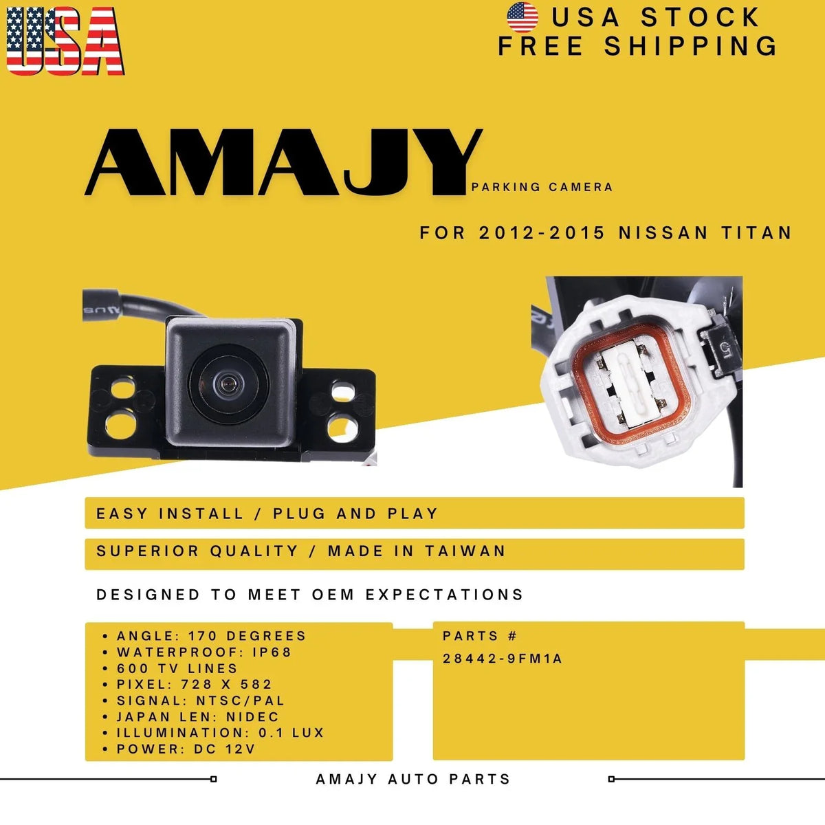 12-15 28442-9FM1A Replaces Backup for Nissan Camera Titan