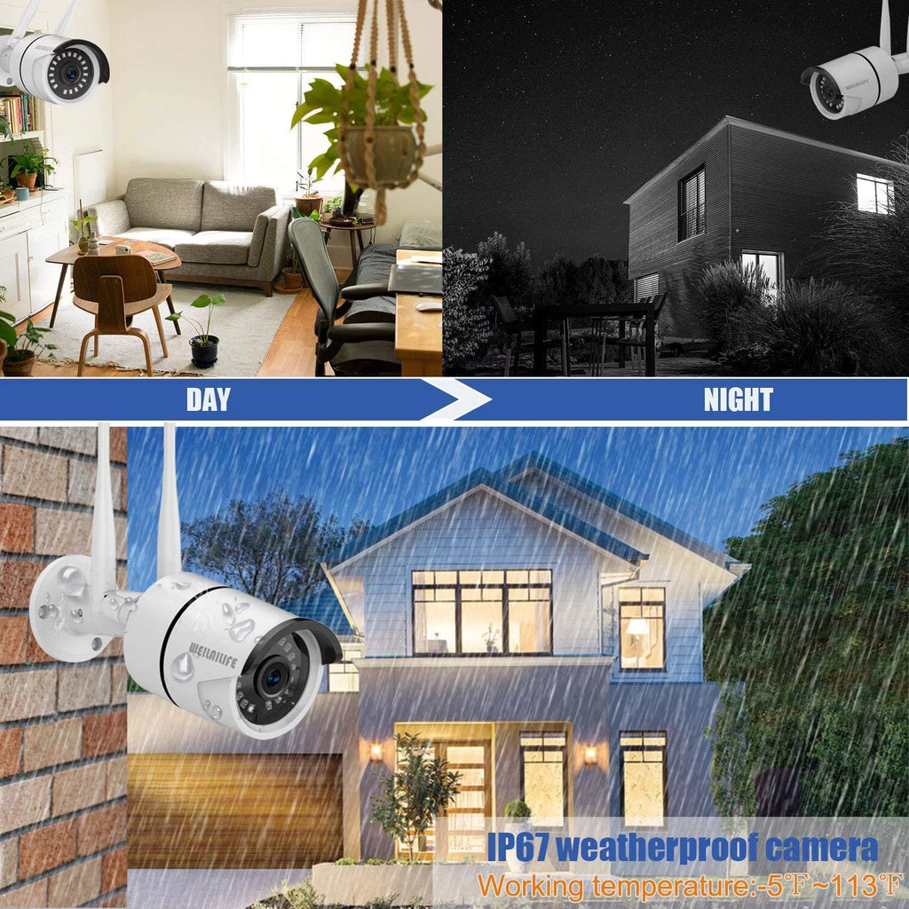 and IP Security Hard Outdoor/Indoor System 8 [Dual Weatherproof CH Drive] Camera 3TB 8Pcs Antennas Wireless Wireless camera Camera Surveillance 1080P