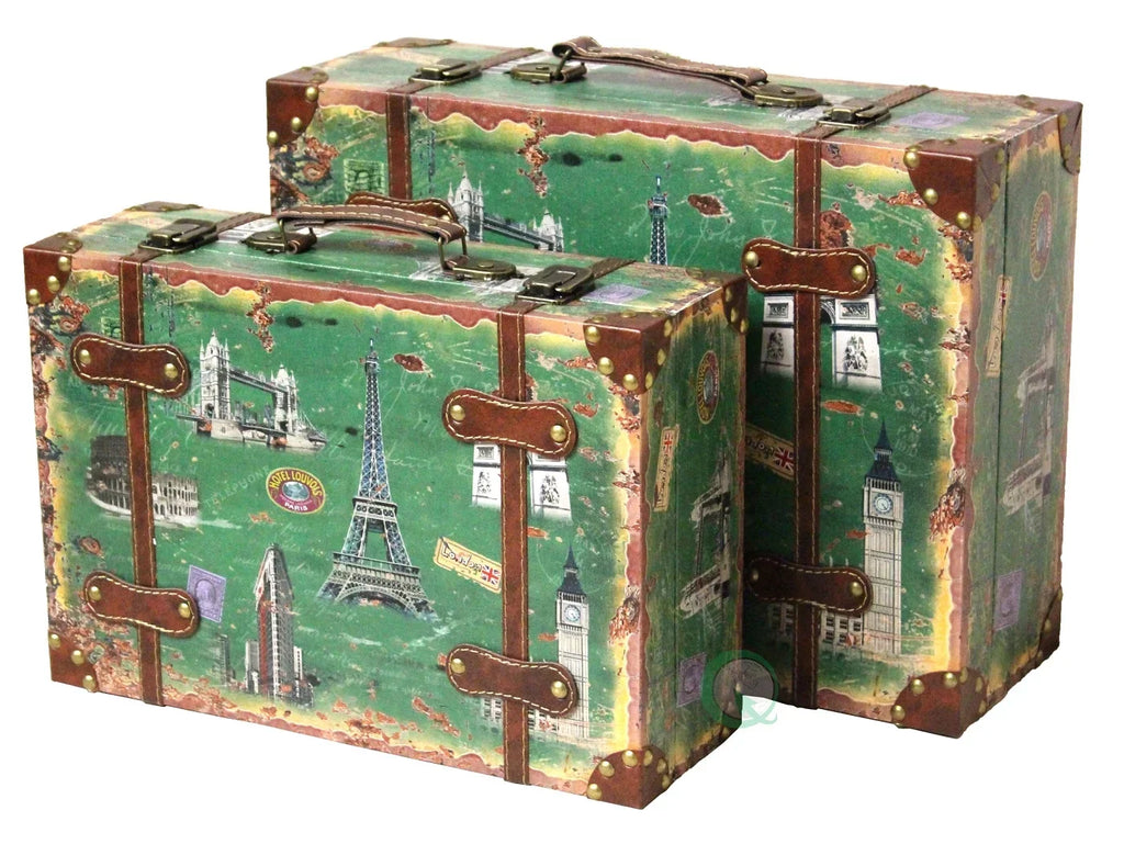 of Vintiquewise Vintage Luggage 2 Style Suitcase, Set European
