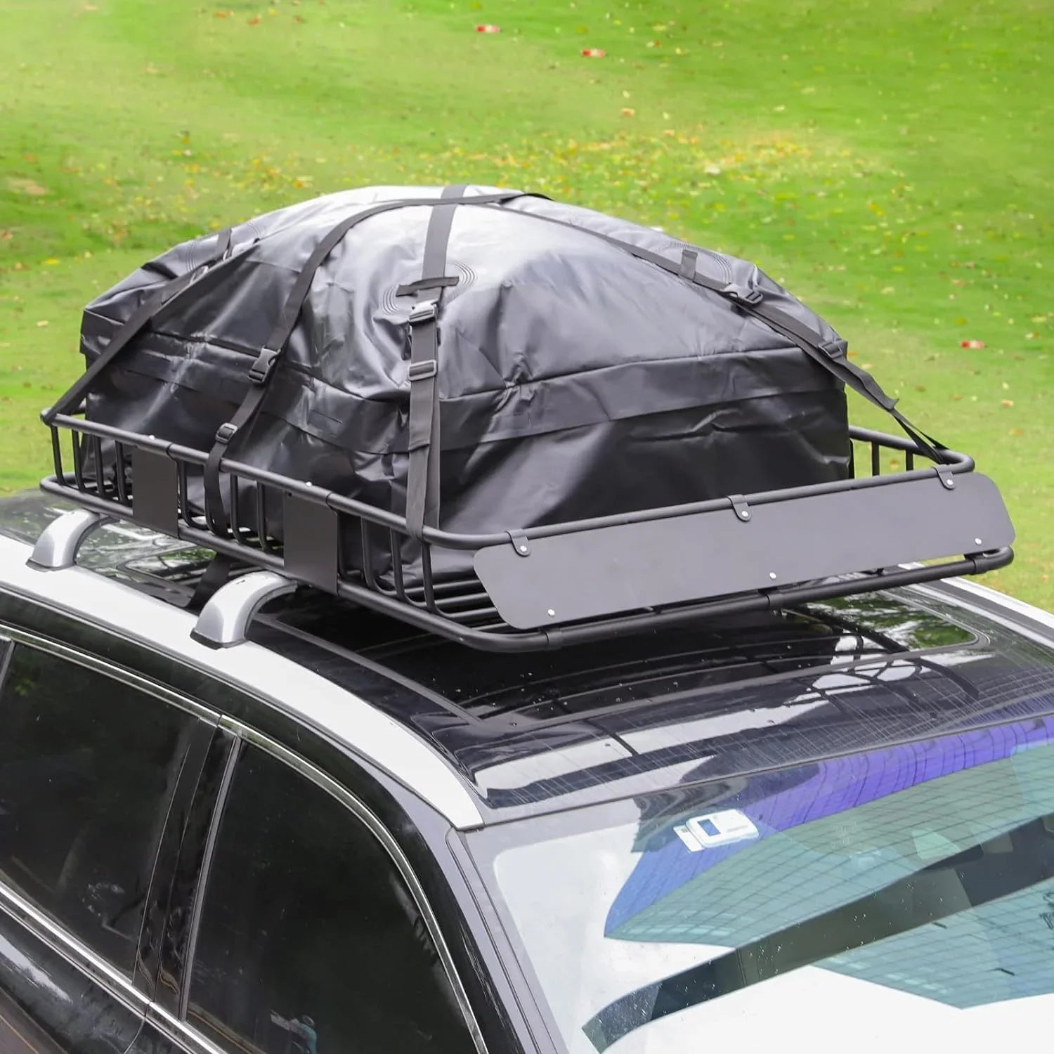 Down Basket Net, Car Tie Roof Waterproof Extension Construction Eyoloty Holder Heavy Duty Luggage 150lb Rooftop Cargo Carrier with Rack, and Strap, 64"x for 39" Steel SUV, Bag, Rack Capacity, Top