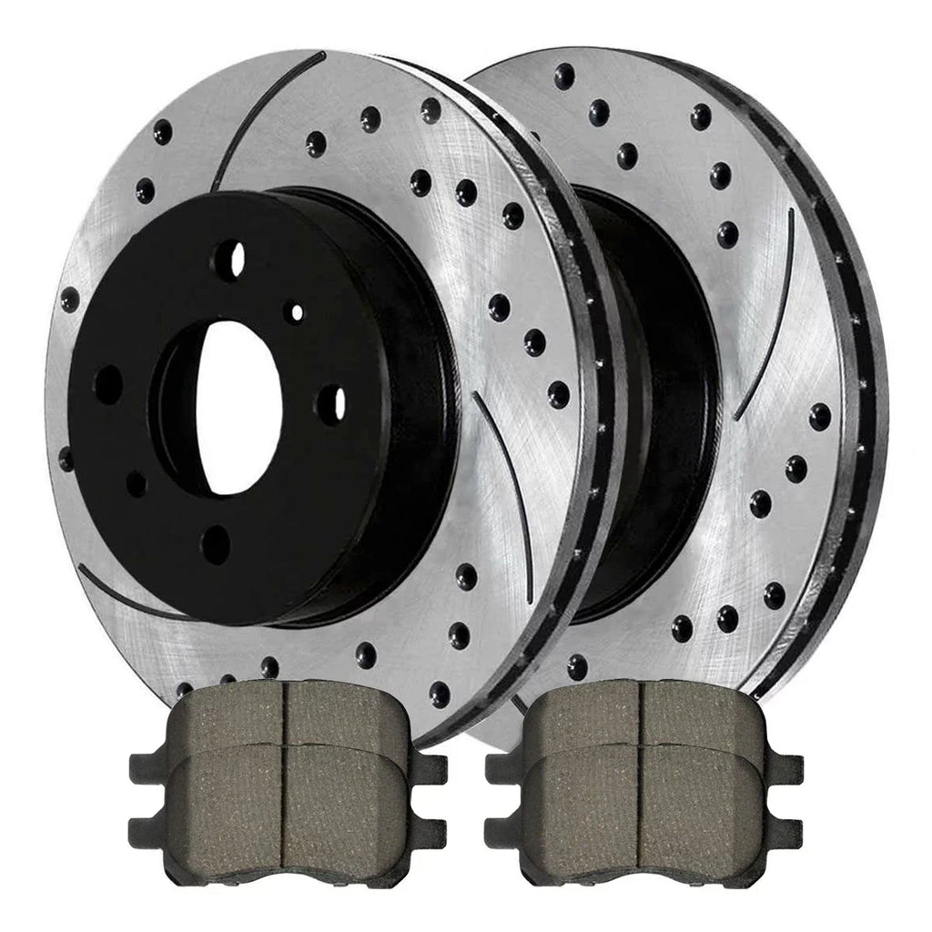 Kit and Driver 1999 Rotors AutoShack Pads Black Passenger 1998-2002 Prizm 2002 for Toyota Corolla Front and Slotted FWD Side Drilled 2000 Ceramic 1.8L Brake Replacement 1998 Chevrolet 2001