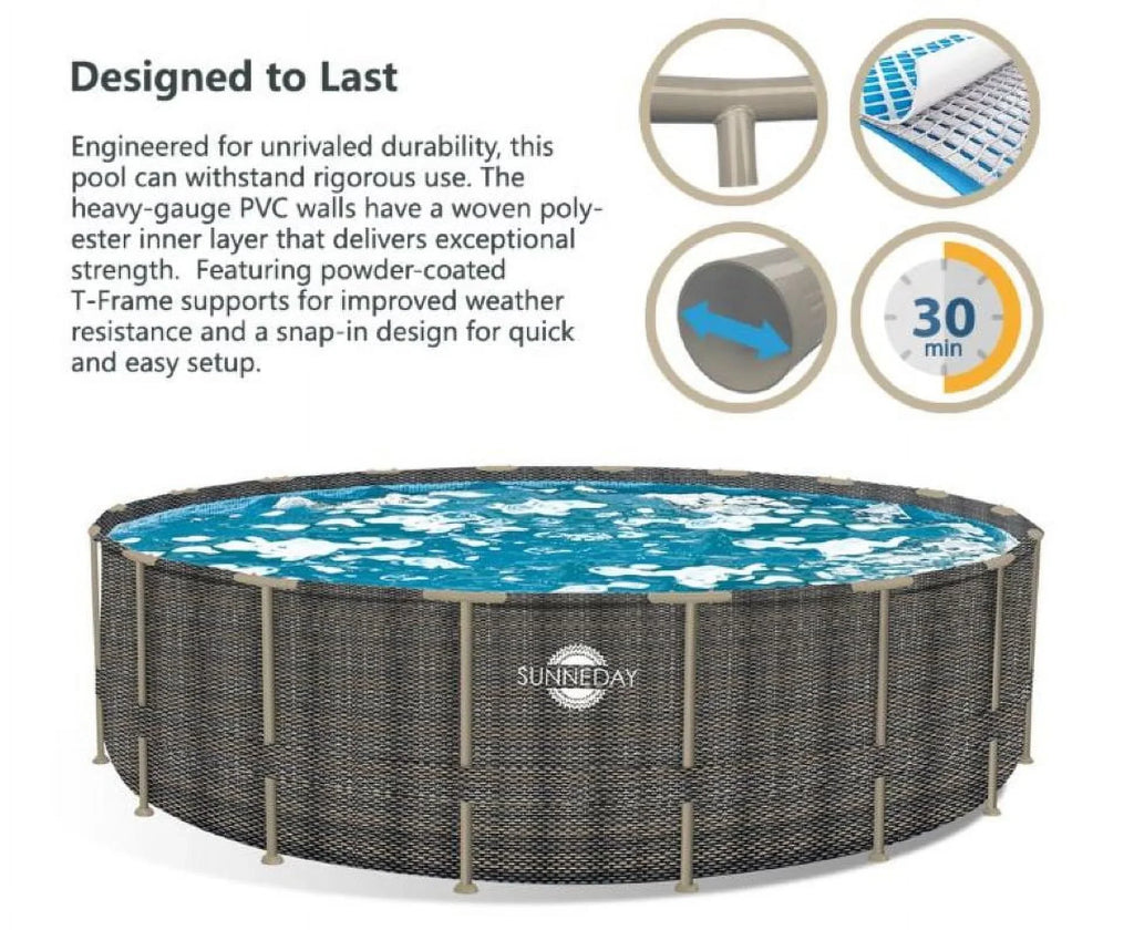 Oasis 52 ft. Sunneday in. Rattan Pool Soft-Sided 24 Round x