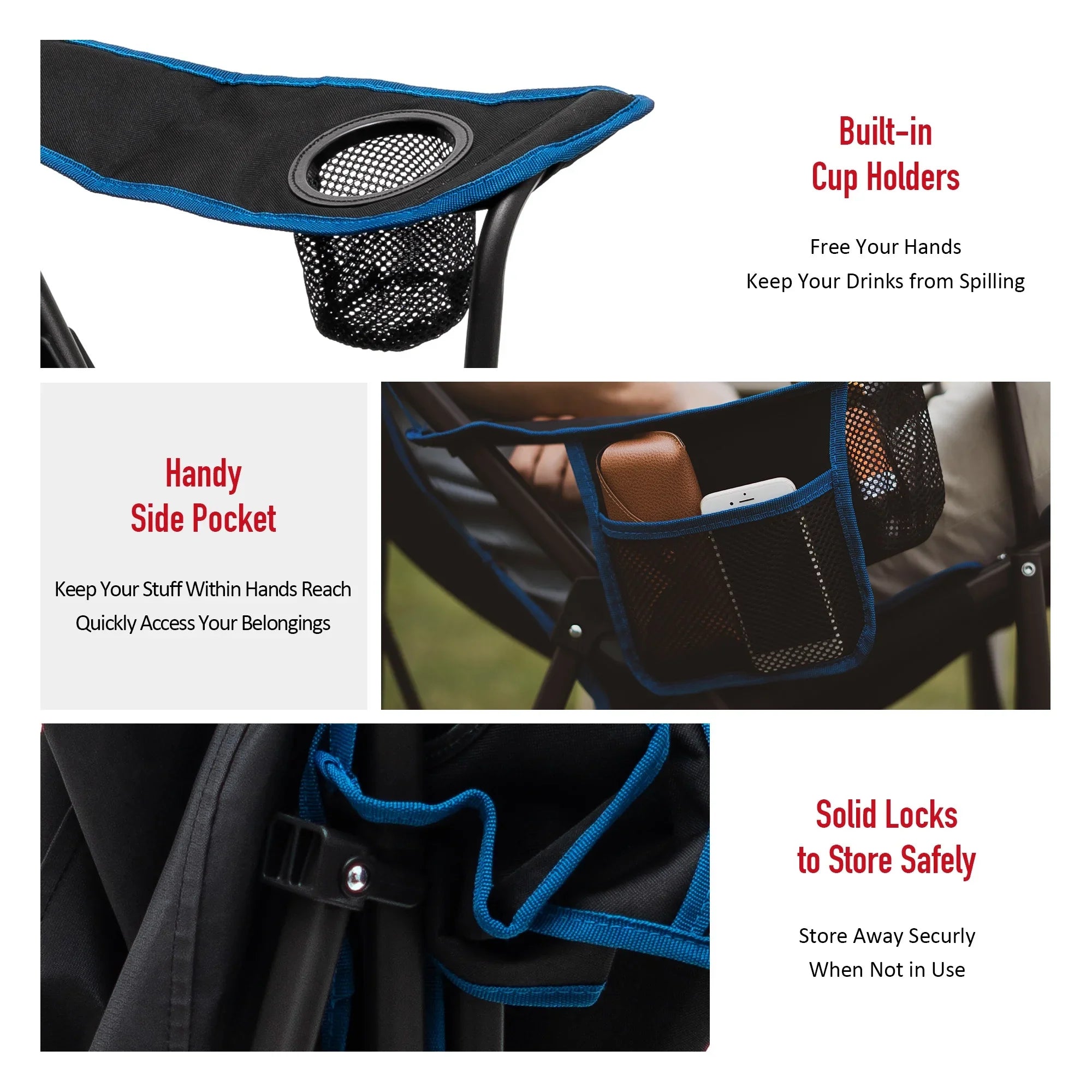 1 comfort Chair and your 17.2 Pockets - - - on adventures! strength with Camping Side outdoor Oversized Enjoy