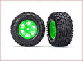 & At Tires Tra 7772G Maxx Wheels, (X-Maxx Glued Inserts) Wheels, Traxxas Green Tires, Foam Assembled,