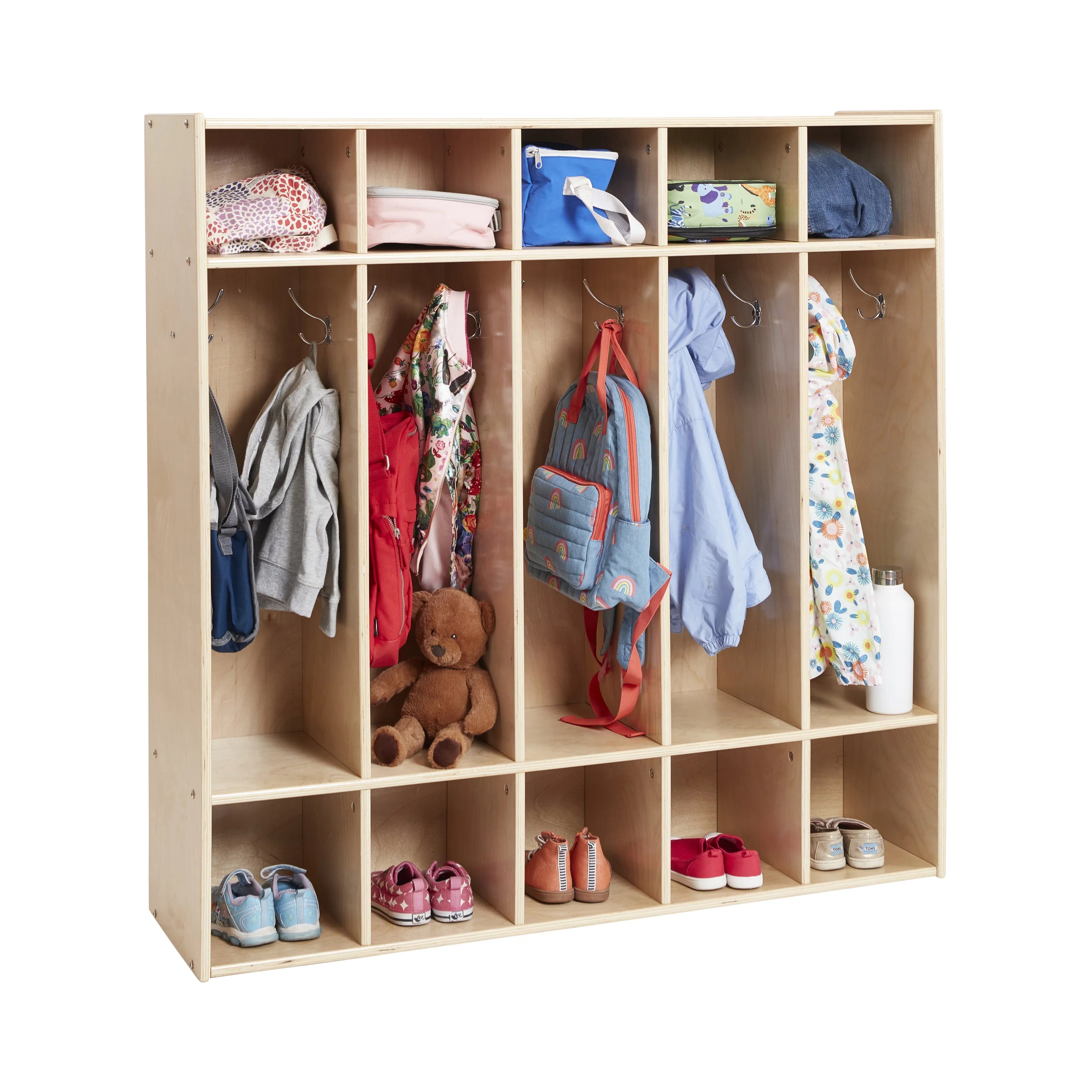 Natural Streamline 5-Section Locker, Classroom Coat Furniture, ECR4Kids
