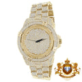 Yellow Bling Gold Watch Diamond Crystal Simulated Men's Fully Techno Finish Pave
