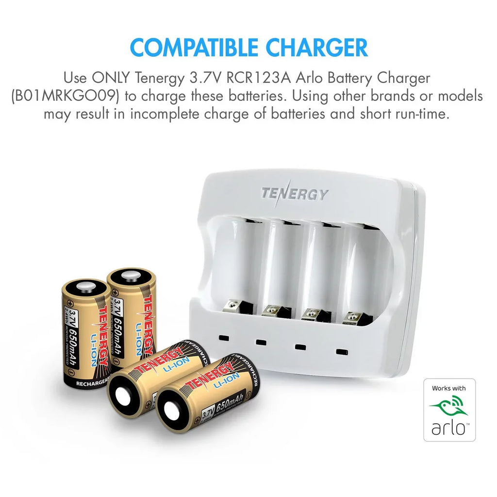 Tenergy Batteries 3.7V 650mAh Camera for Battery Rechargeable Batteries 12-Pack Li-ion and (VMC3030) Arlo Charger,