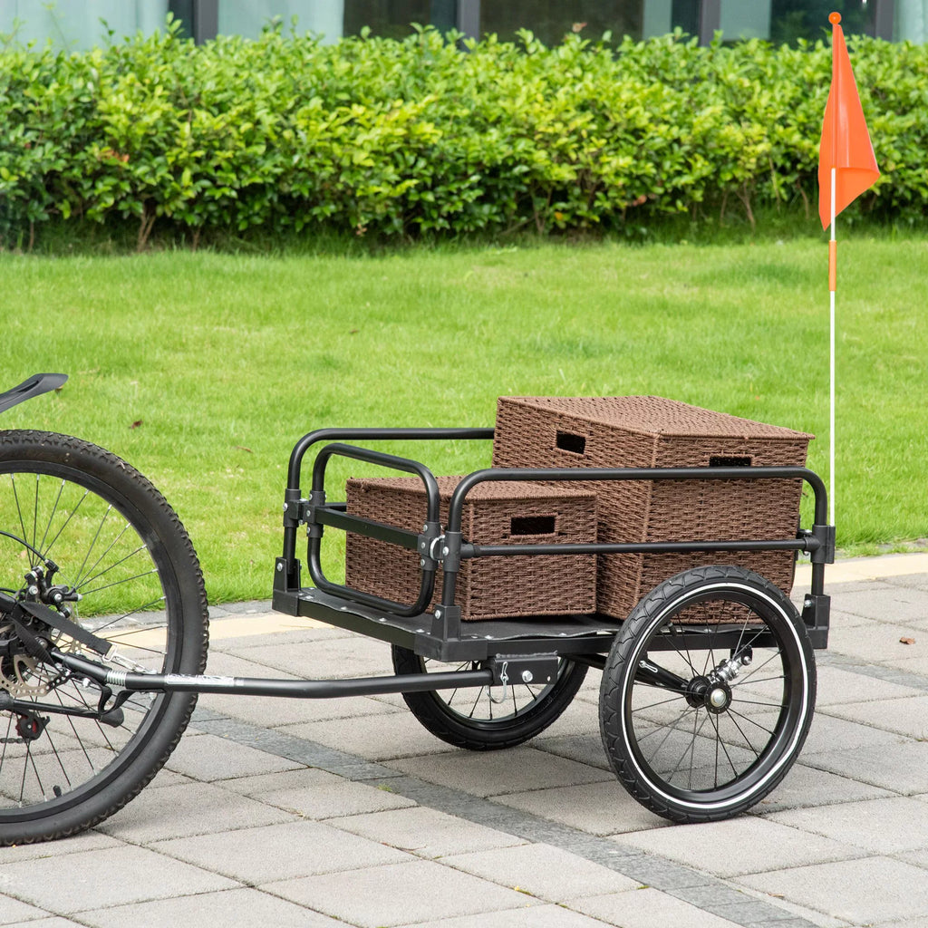 88 Bike Bike Safety Trailer Max Bicycle 16'' Cargo Load Wagon Trailer lbs Aosom with Wheels, Features, Triple Suspension,