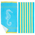 Beach Pack 2-Pack Cotton Yellow) 30" Seahorse Towel Blue / x Printed Bay Great Home - (2 60",