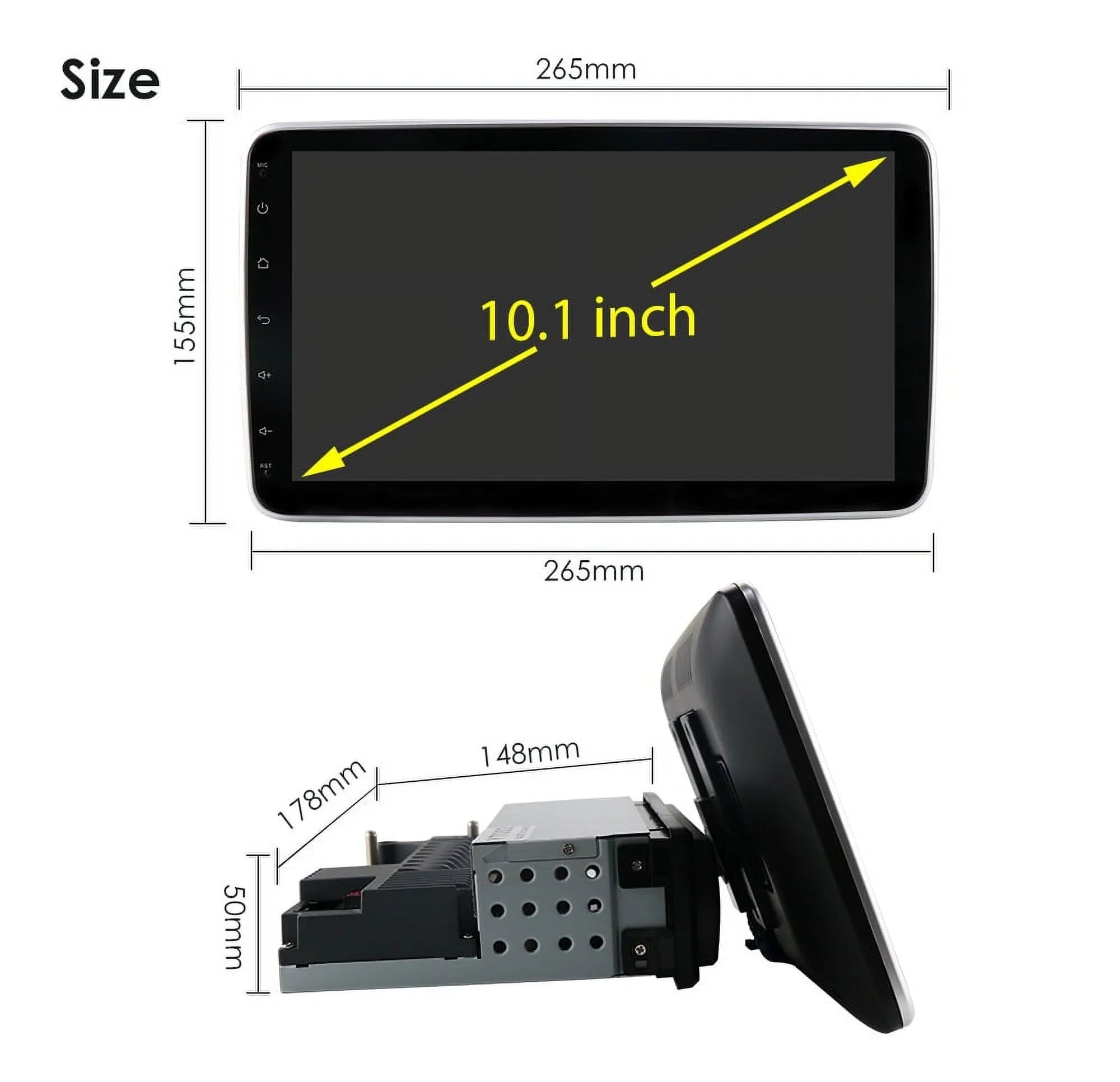 Carplay& Stereo Touch Radio Android Navigation 10.1'' Bluetooth Hizpo Android 1 DIN Screen Auto Apple 10 Rotatable Single With GPS Wifi Car