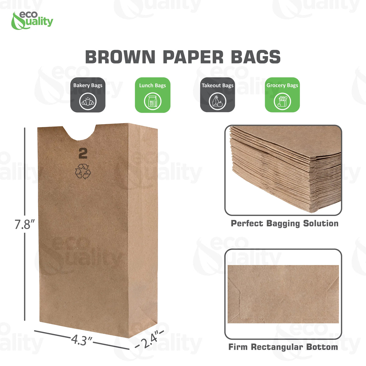 EcoQuality 7/16" Snacks, Small by Lunch (2 Paper Grocery, Paper Party Bags, 7 7/8") Gift Pound Merchandise, [1500 Capacity) 5/16" lb) Count] x x Bag Kraft - Small 2 Bags Bags, Mini (2 (4 Brown