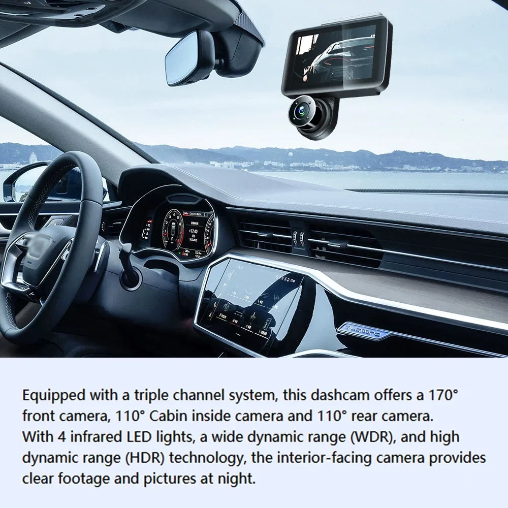 3 HUIOP Car ERYUE Cameras Dash Camera Cam,Wide Dash Car Car 4in Rearview Camera Car Safety Mirror QISUO Clear Video Cam Wide Dash Spirastell Auto Car