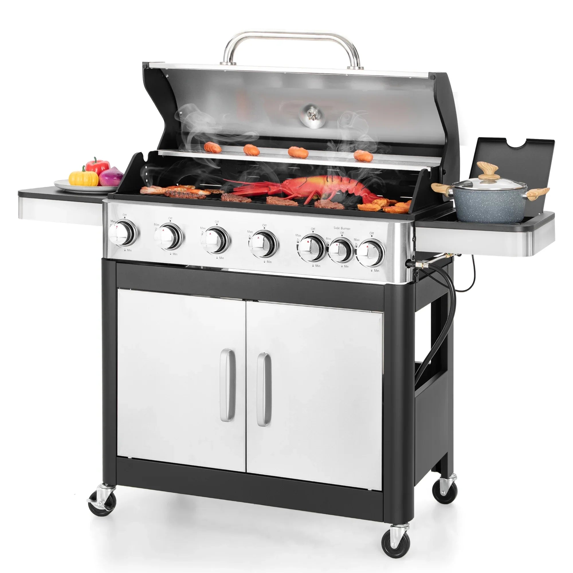 Side Steel with Stainless Living 6 Propane Burner Grill BBQ Gas Summit Grill Burner
