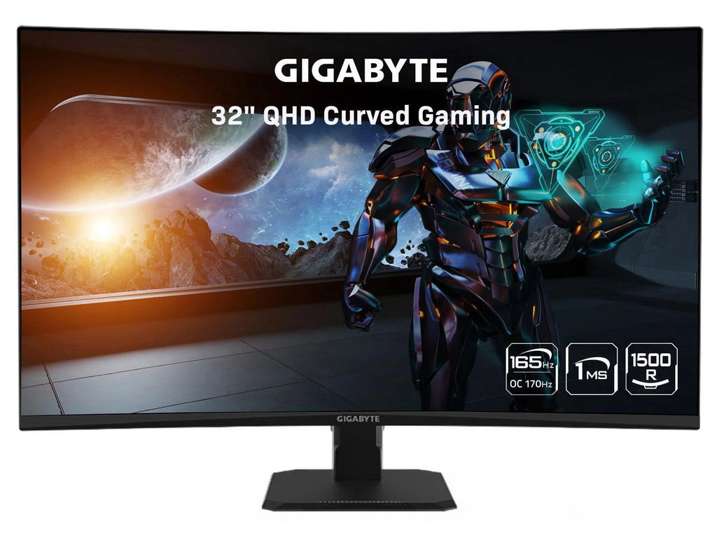 GIGABYTE VA Display, 1ms Gaming Time, Response 2.0 Ready, 31.5" 1.4, 2560x1440 1440P 165Hz Curved 1500R 1x HDMI Monitor, HDR 2x Display (MPRT) GS32QC Port