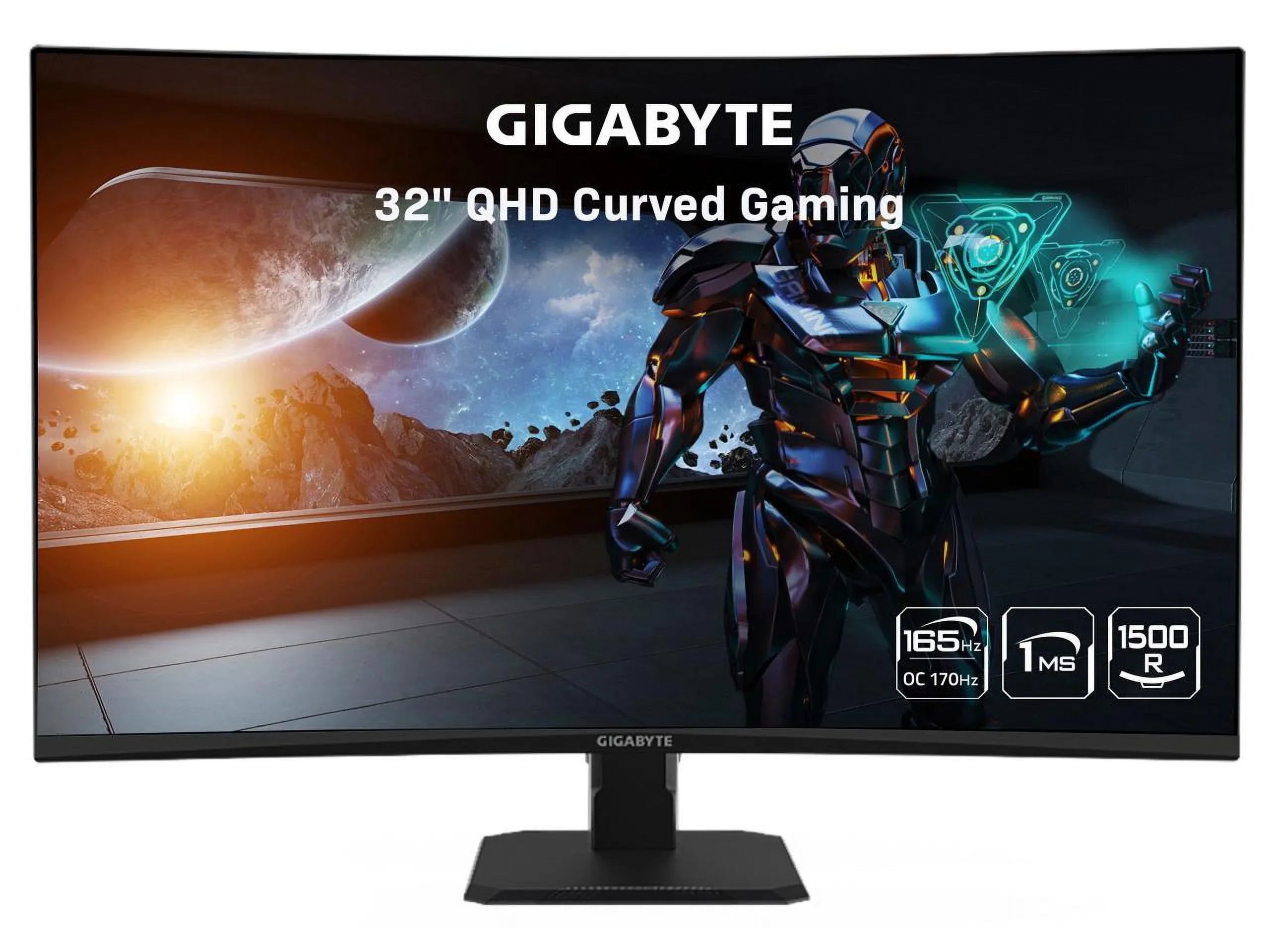 GIGABYTE VA Display, 1ms Gaming Time, Response 2.0 Ready, 31.5" 1.4, 2560x1440 1440P 165Hz Curved 1500R 1x HDMI Monitor, HDR 2x Display (MPRT) GS32QC Port