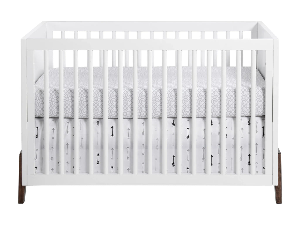 Baby Convertible Walnut, Crib, Mari 3-in-1 Crib Wooden & White Modern Island Oxford