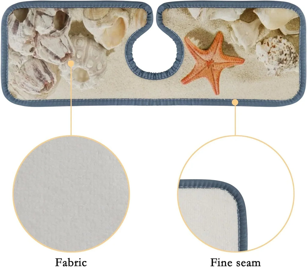 Guard Absorbent Bestwell Sea Sinkmat Beach Washable Bath Summer Kitchen Splash Countertop Sink 3PCS Faucet Mat, Catcher, Microfiber Starfishes Mats Drying Drip