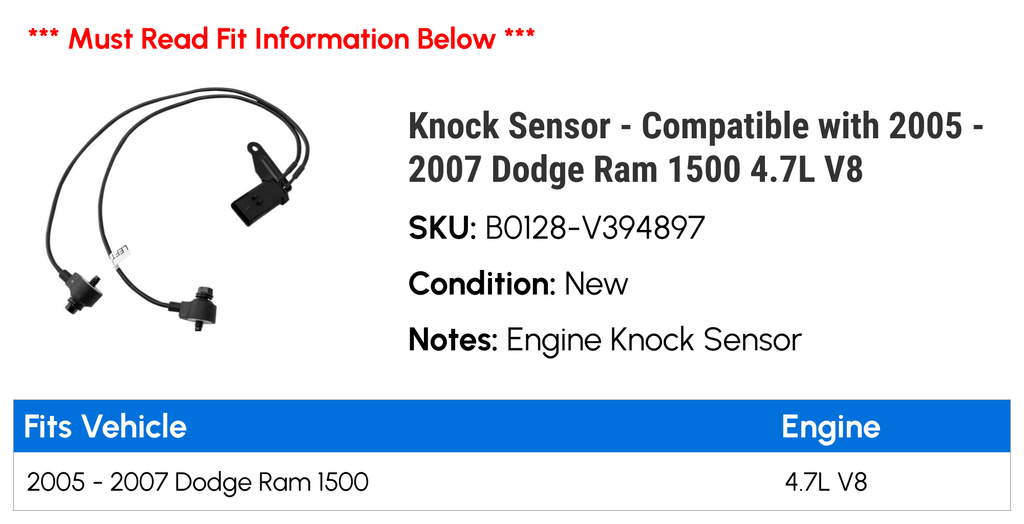 Knock V8 Compatible - 2005 2007 1500 Dodge with 4.7L - 2006 Sensor Ram