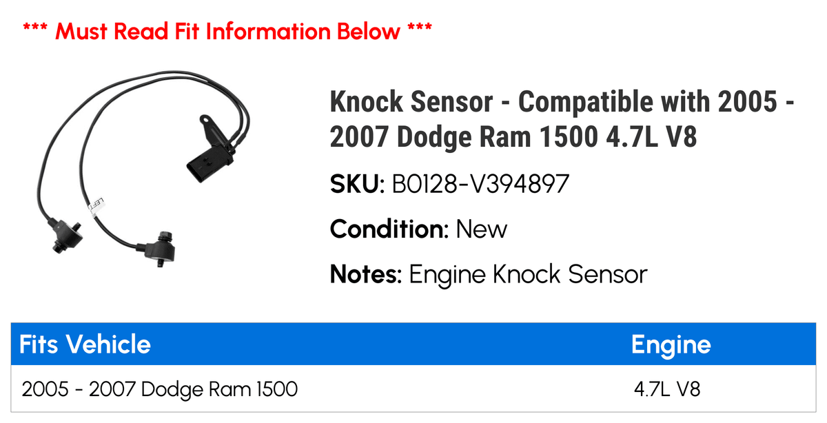 Knock V8 Compatible - 2005 2007 1500 Dodge with 4.7L - 2006 Sensor Ram