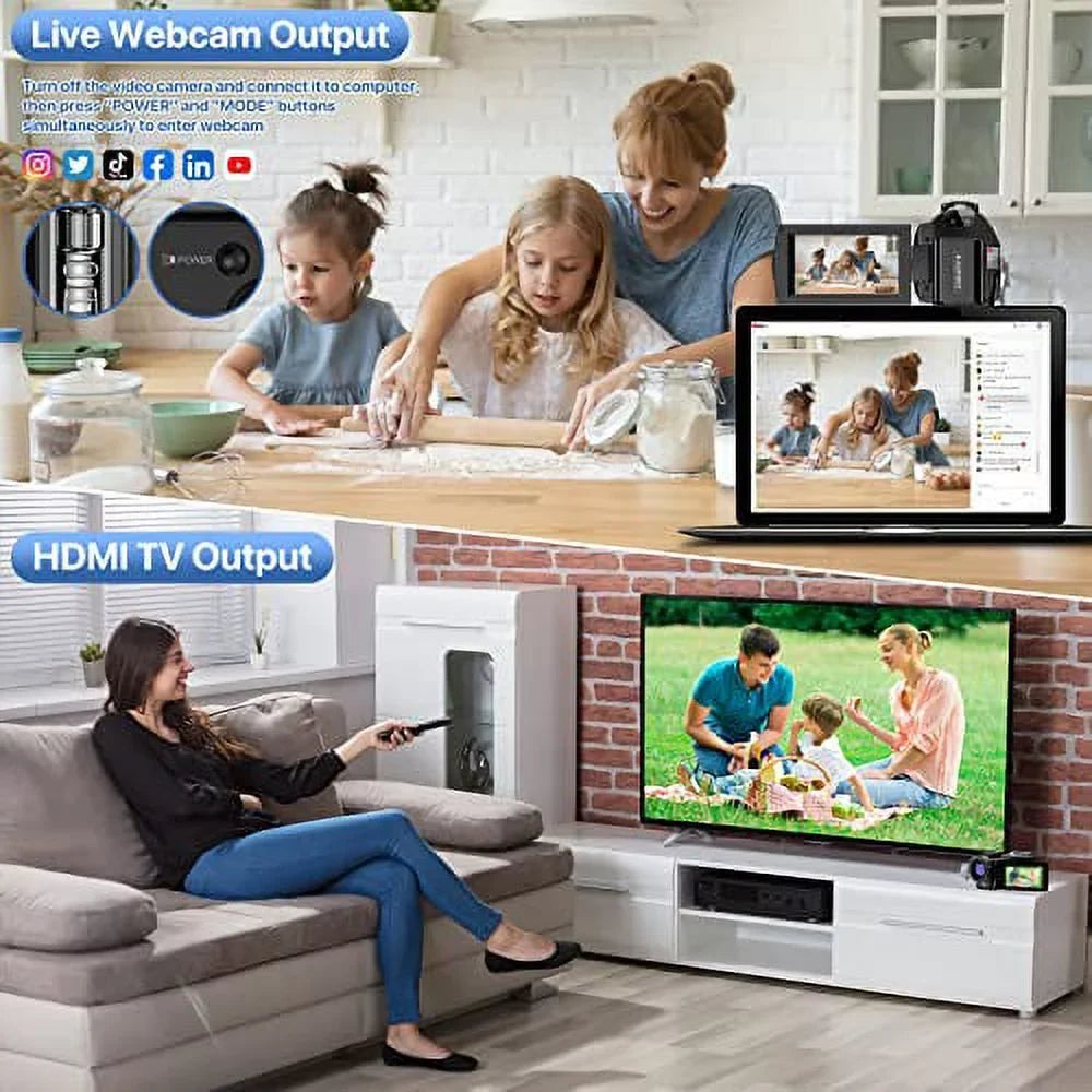 and Video 2 Vlogging Recorder YouTube with IR Zoom Camera Night Camcorder Camcorder Batteries Screen Vision FHD 3.0'' Touch Digital Camera Microphone,Remote 1080P WiFi 16X 30FPS 26MP