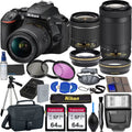 Camera and Pc Tripod, More DSLR + 18-55mm (23pc Bundle) 2 and Flash, D5600 64GB VR with Lenses 70-300mm Nikon Memory,