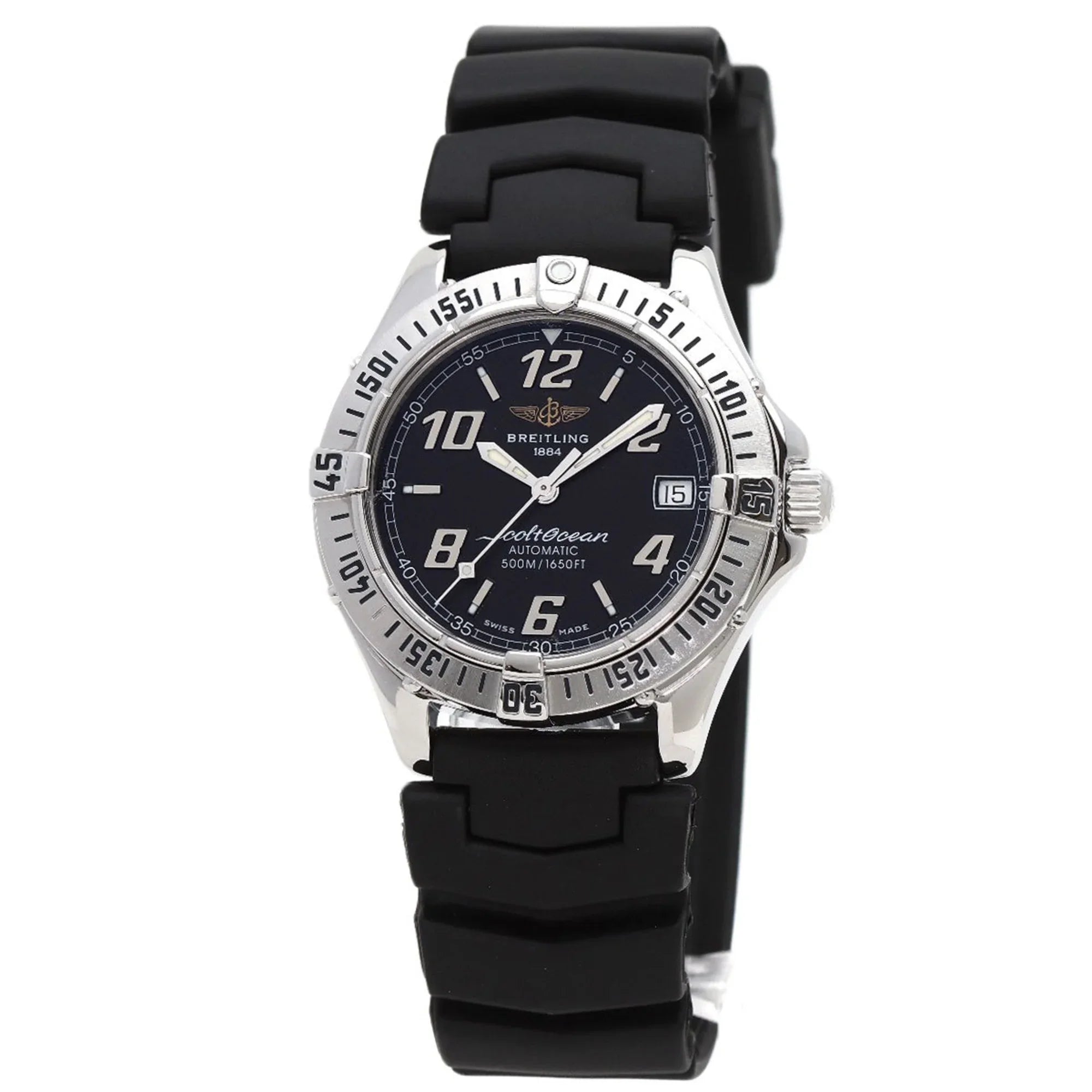 BREITLING Watch (Good) Men's A17350 O'Shearn Pre-Owned Stainless Steel/Rubber Colt