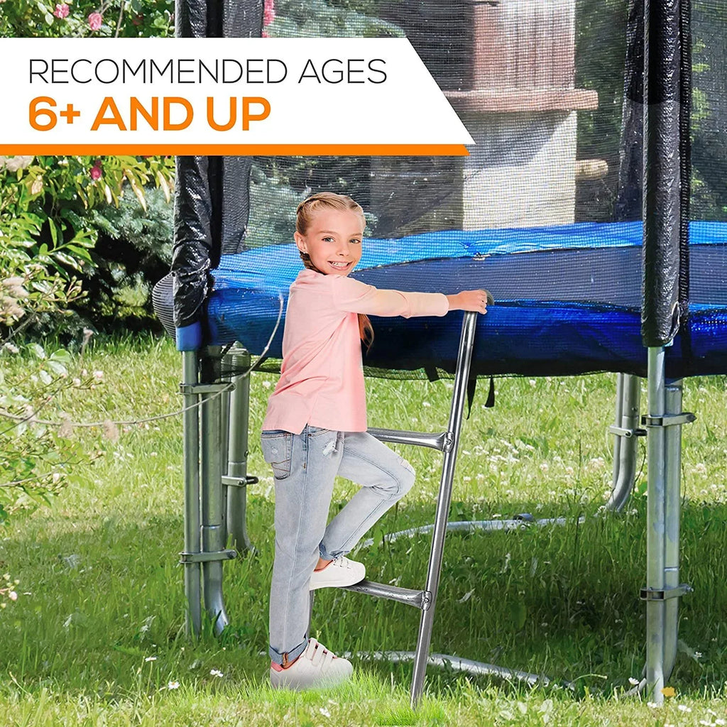 Access 2 Ladder Trampoline Climbing Galvanized SereneLife 4.7 Steel Resistant Weather - Step inch.