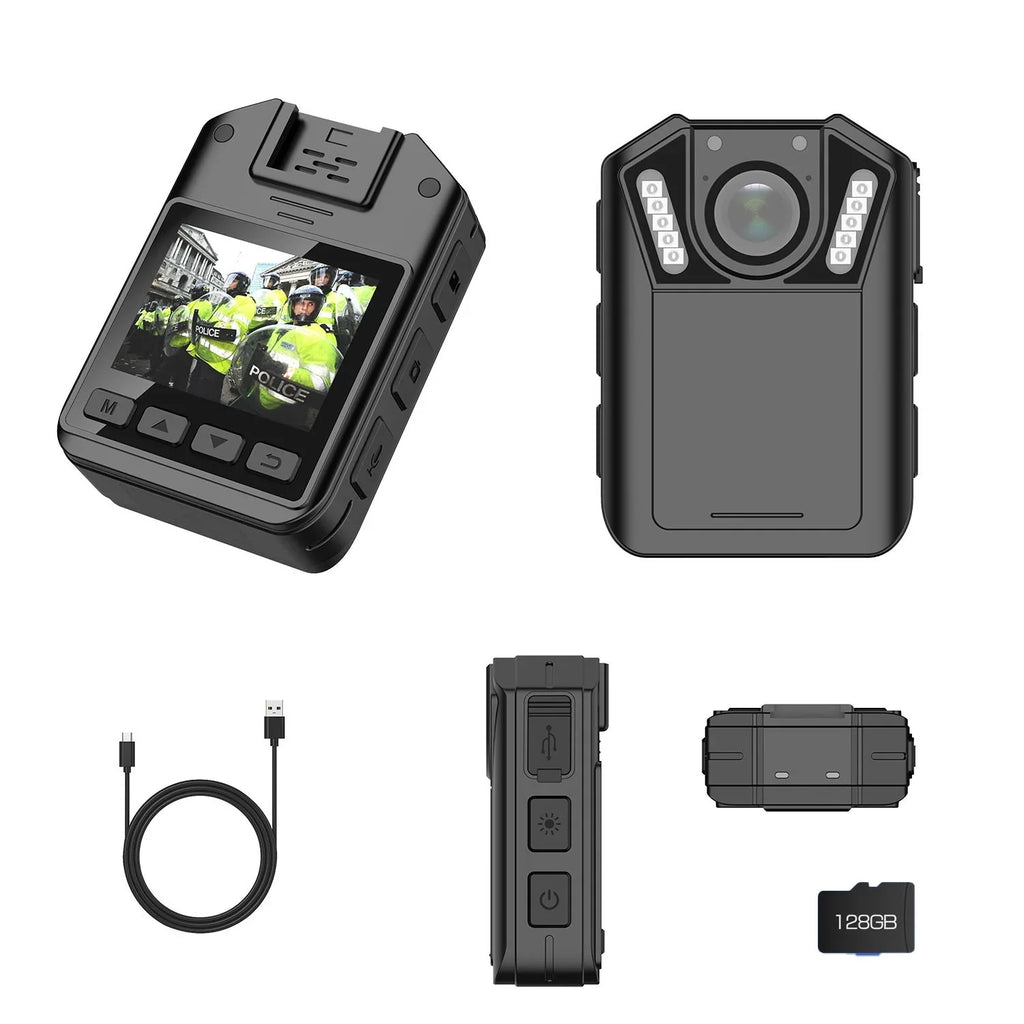 Audio for Camcorder Cam RONY with and Home Recording Body Waterproof Police Guard Mini - Body Vision Security Enforcement Law 1440P with Camera Wearable Video Night Body - 128GB