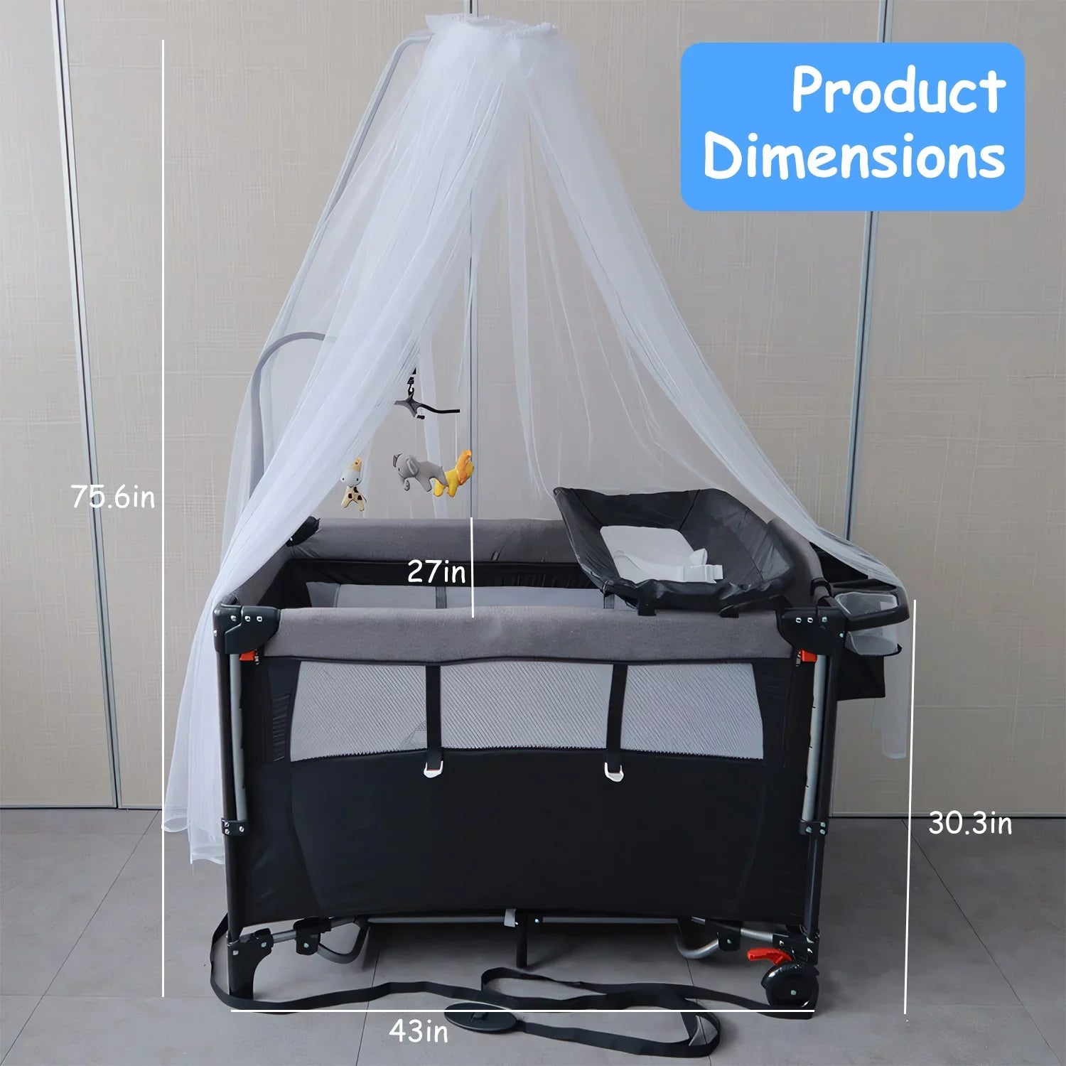 Changing Portable In Play Babe Music iMounTEK Center Trayand Box, Foldable Toys Babe Canopy, Nursery Storage Crib 1 Include Wheels, Yard, 6