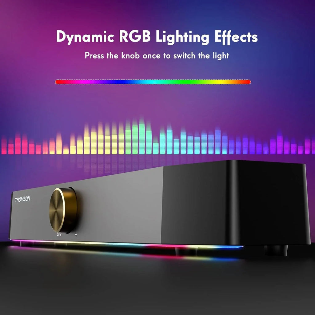 Speakers, Speakers Bluetooth Aux-in Sound, Thomson SoundBar, with Dyna 3.5mm 10W Computer PC Computer RGB Stereo