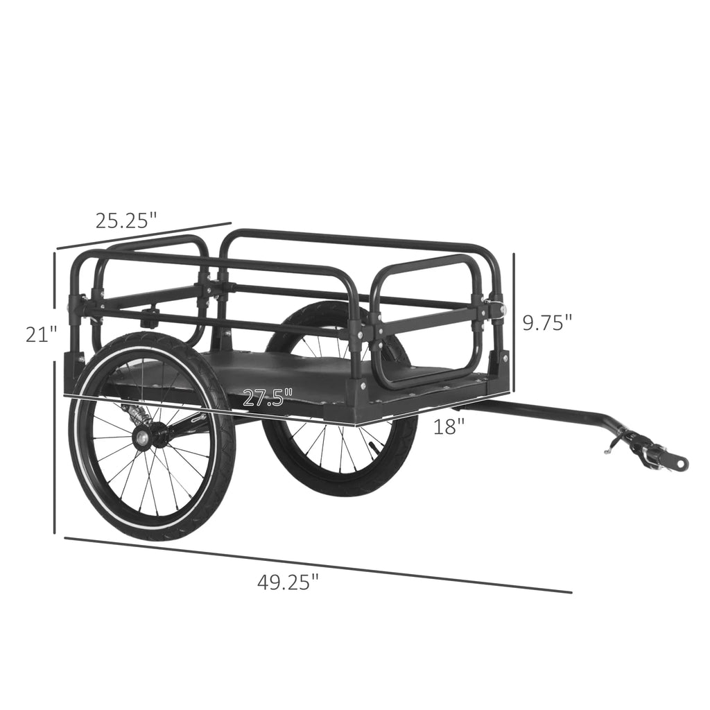 88 Bike Bike Safety Trailer Max Bicycle 16'' Cargo Load Wagon Trailer lbs Aosom with Wheels, Features, Triple Suspension,