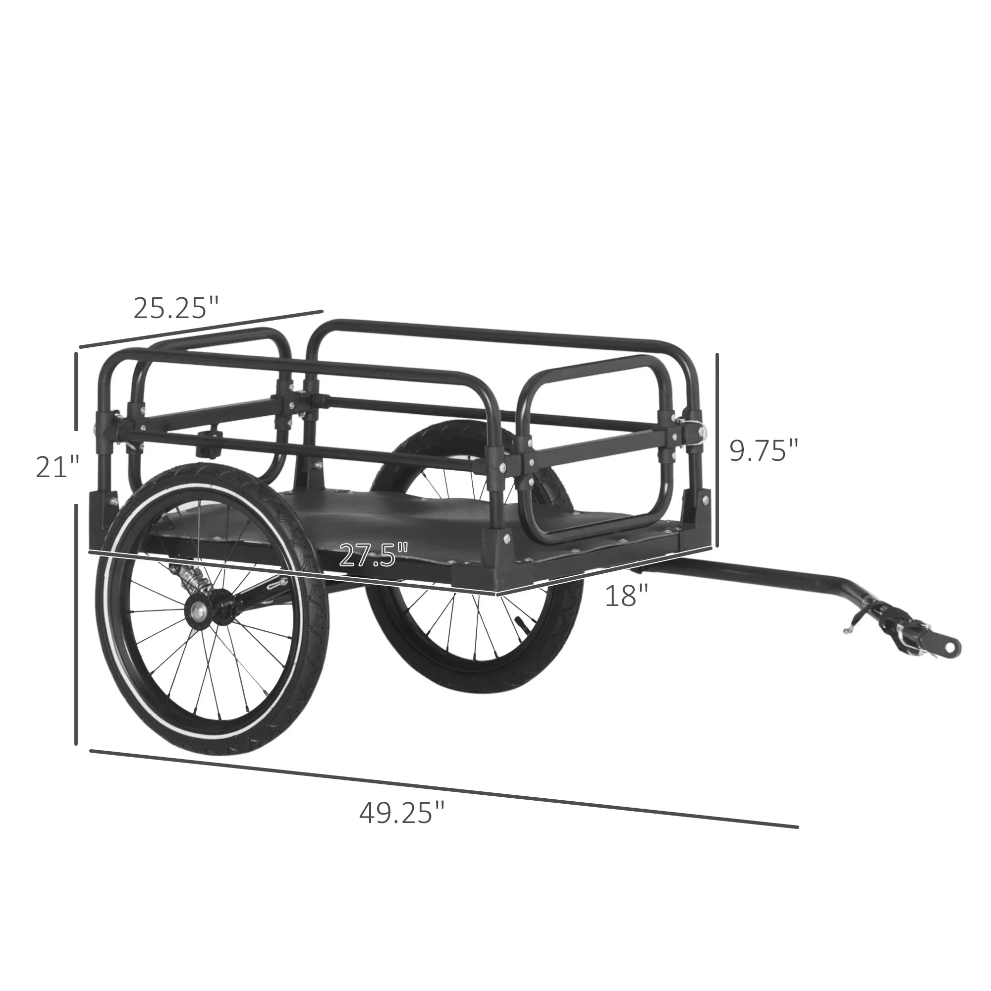 88 Bike Bike Safety Trailer Max Bicycle 16'' Cargo Load Wagon Trailer lbs Aosom with Wheels, Features, Triple Suspension,