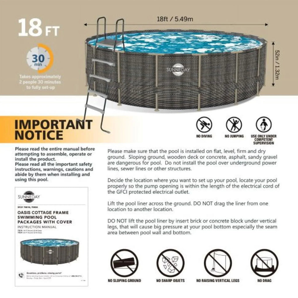 Oasis 52 ft. Sunneday in. Rattan Pool Soft-Sided 24 Round x