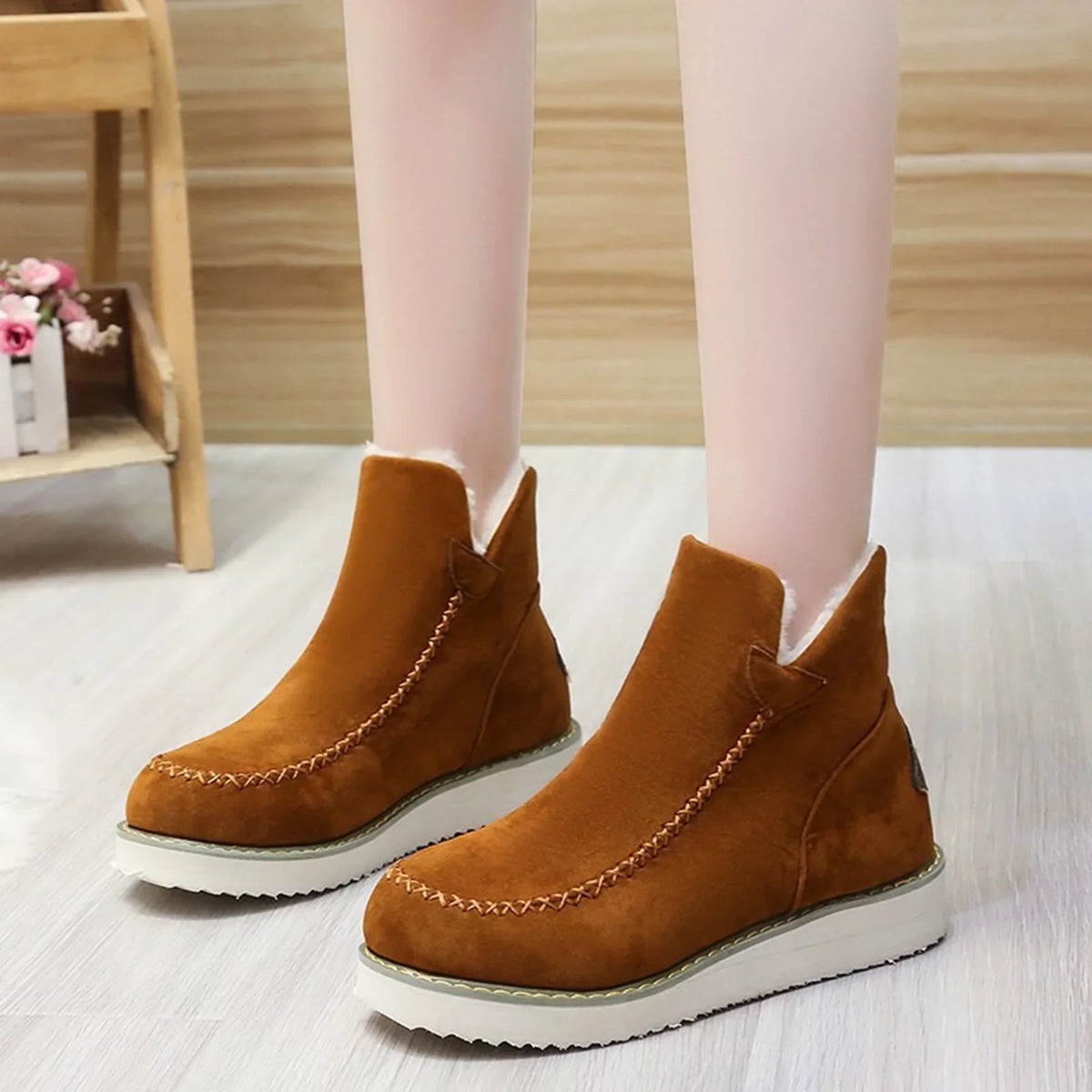 Width Casual Wide Heel Boots Heels Boots Boots And Booties WANYNG Cotton Shoes Women's Women Women's Fashion Winter Snow Warm Short Womens