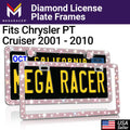 Racer Plate - Bling Frame Mounting Cruiser Holes License PT with 01 2 Frames Pink 2001 Cruiser Plate License Screws, - Rhinestones, Car Sparkly Chrysler Chrysler Diamond 10 Mega PT 2010