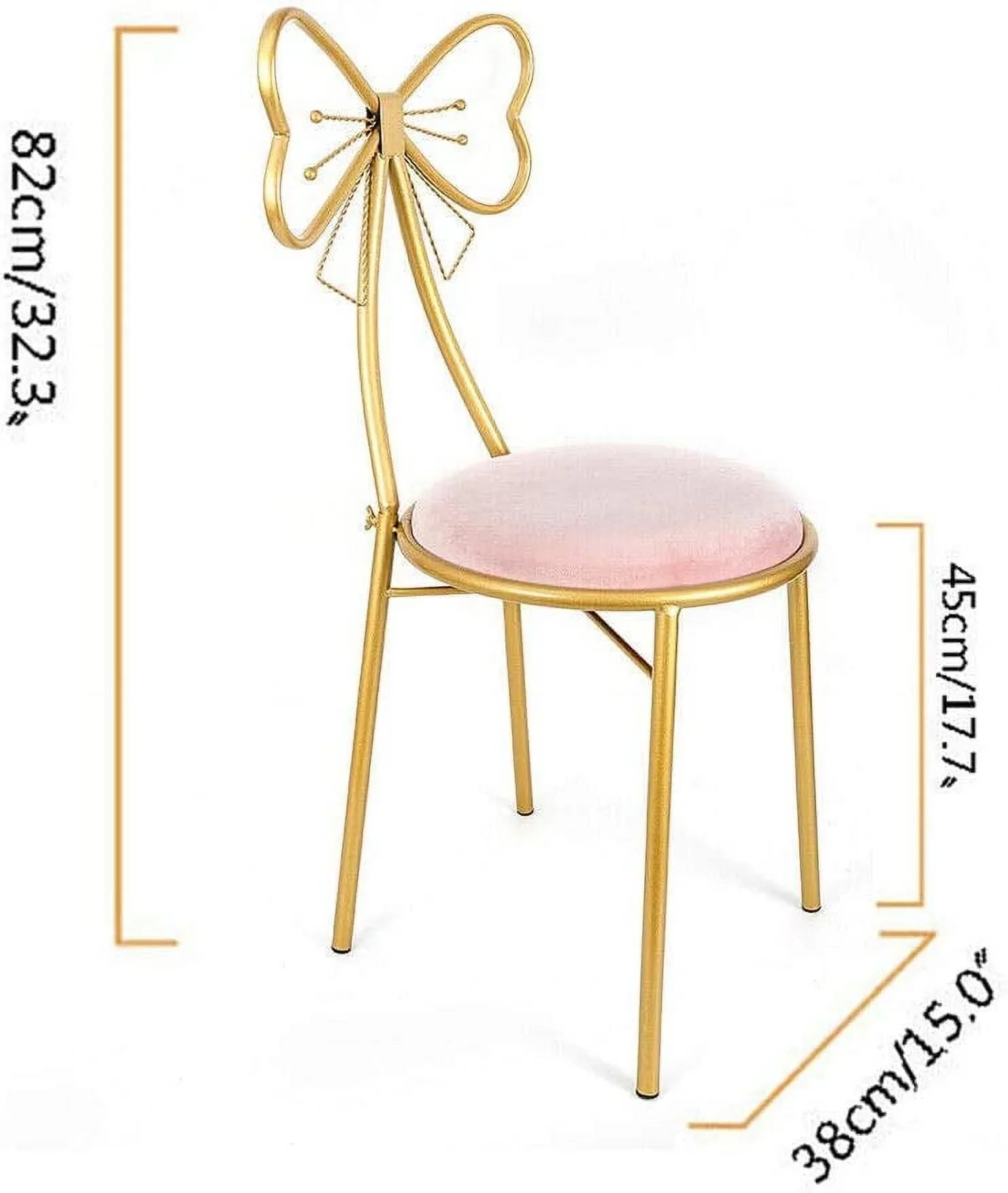Girls Golden Backrest with Princess Creative Chair Makeup Cushioned Stool Room Back Vanity Dining Pink Bedroom, Chairs Modern Ladies Seat MONIPA Chair Butterfly for Leisure Chair Vanity Stool Art
