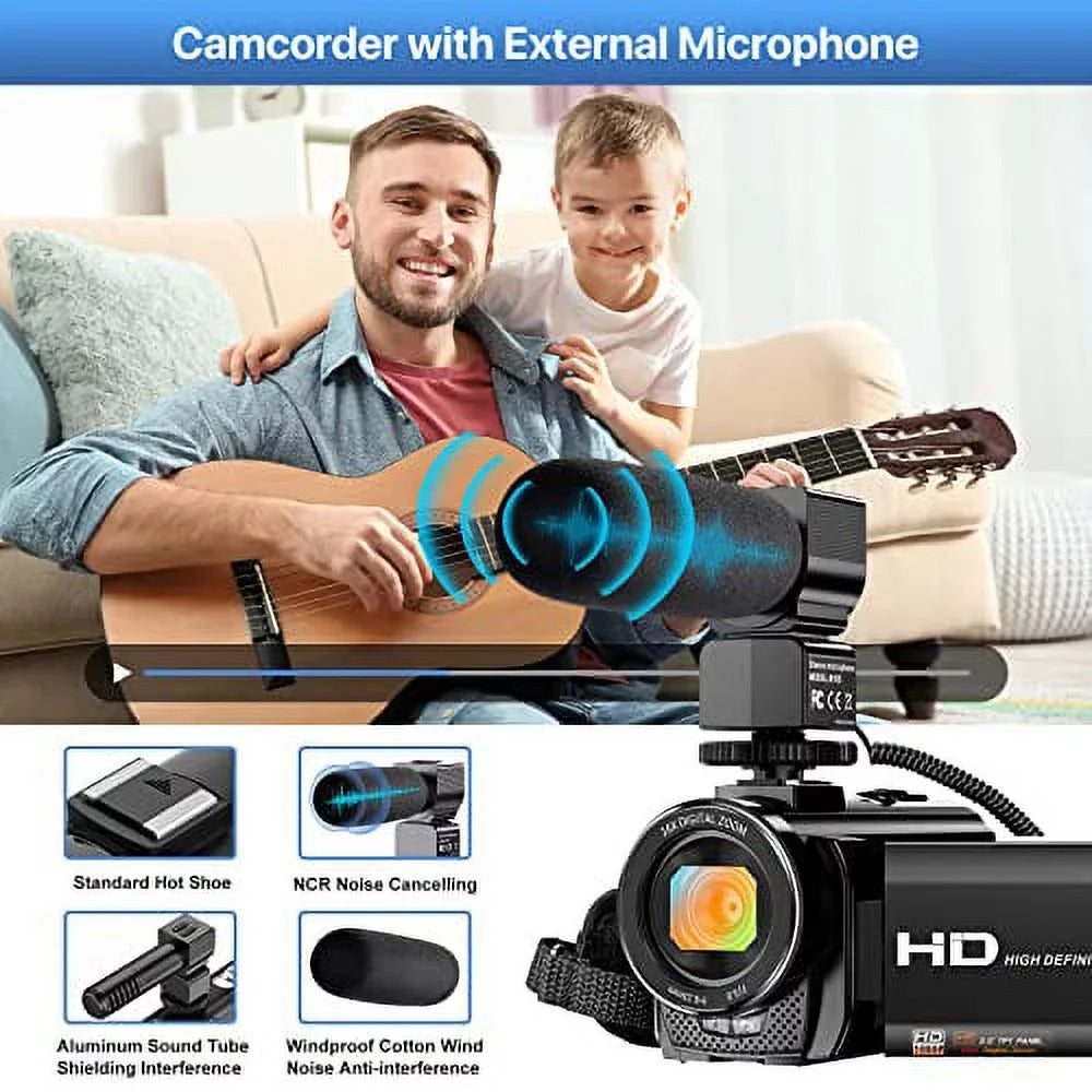 and Video 2 Vlogging Recorder YouTube with IR Zoom Camera Night Camcorder Camcorder Batteries Screen Vision FHD 3.0'' Touch Digital Camera Microphone,Remote 1080P WiFi 16X 30FPS 26MP
