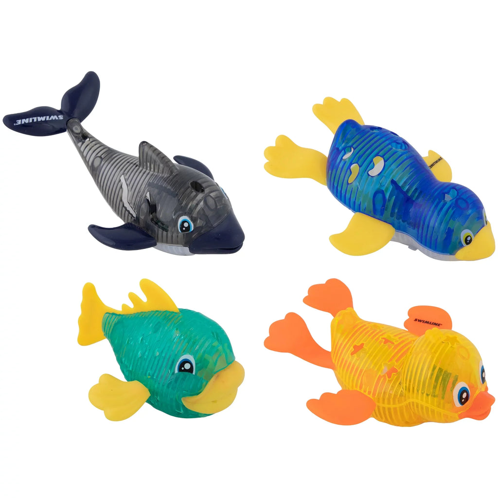 Dive Retrieval Underwater For For Catch Animal Multi Flashing Light-Up & Diving Glowing Practice Swimming The Bath LED Tub Game Fun ORIGINAL Toys Fish Pool Sea 4-Pack Learn Pals SWIMLINE Color Kids