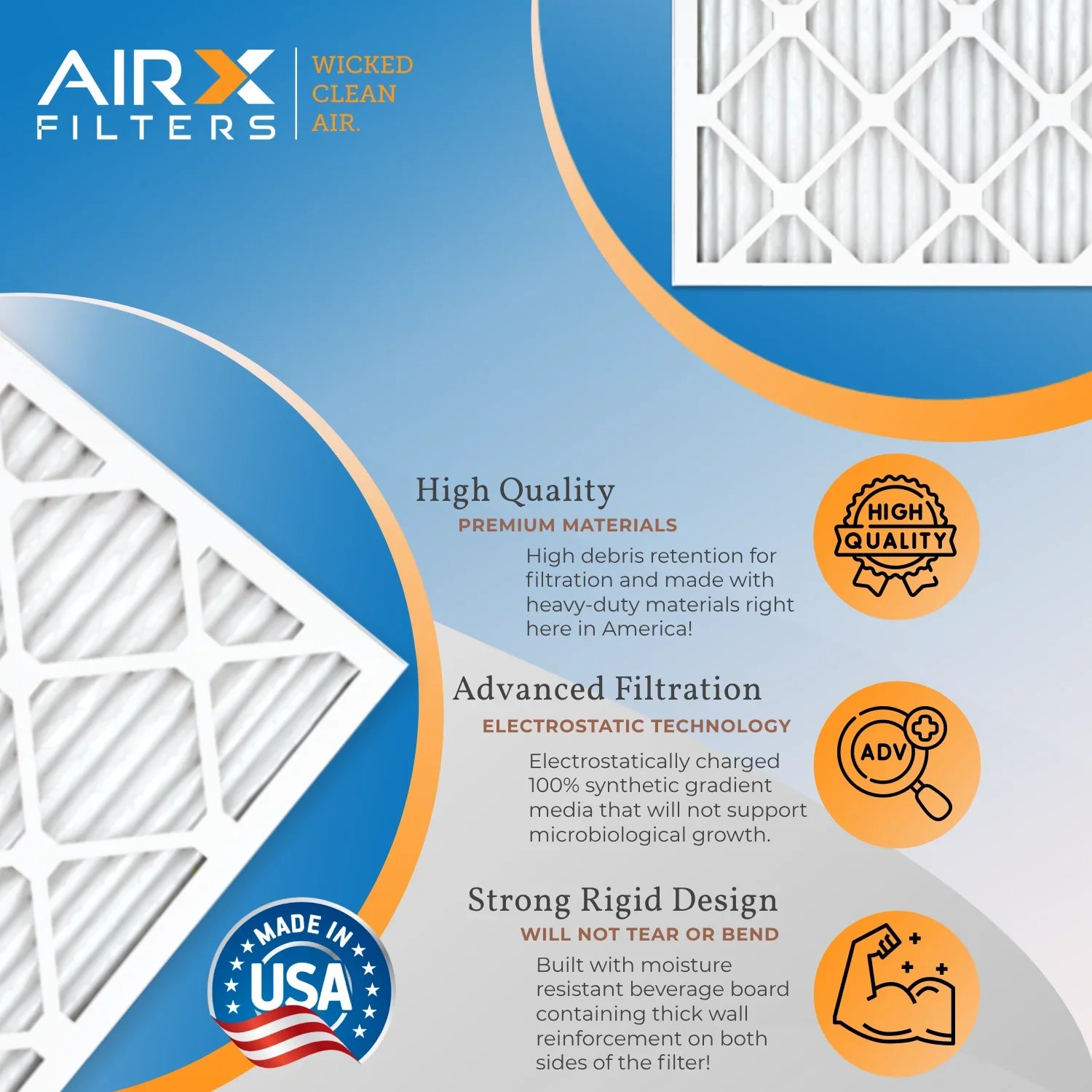 AC MERV by Filter 8 Electrostatic CLEAN Air 6 18x18x2 AIRX Filters AIR. WICKED Comparable Pleated USA Made MPR Furnace Air FILTERS Conditioner & 18x18x2 HVAC Pack Filter to Premium FPR 5 700