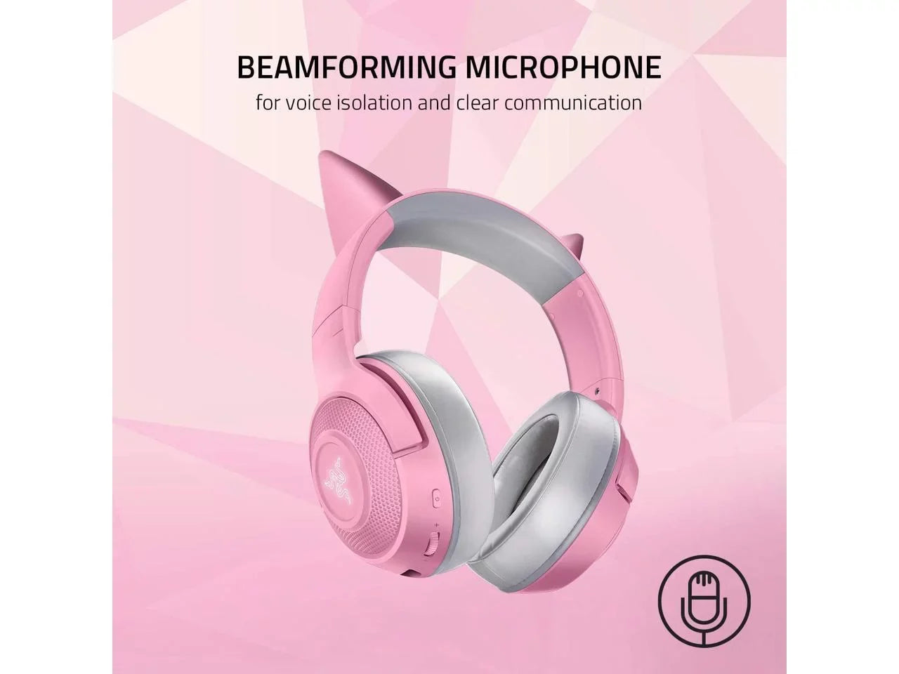 Microphone Edition: 5.0-40ms - Beamforming Custom-Tuned - Latency Low - Bluetooth Drivers Pink Chroma 40mm Razer Quartz Razer by Connection - Kraken Powered Kitty BT