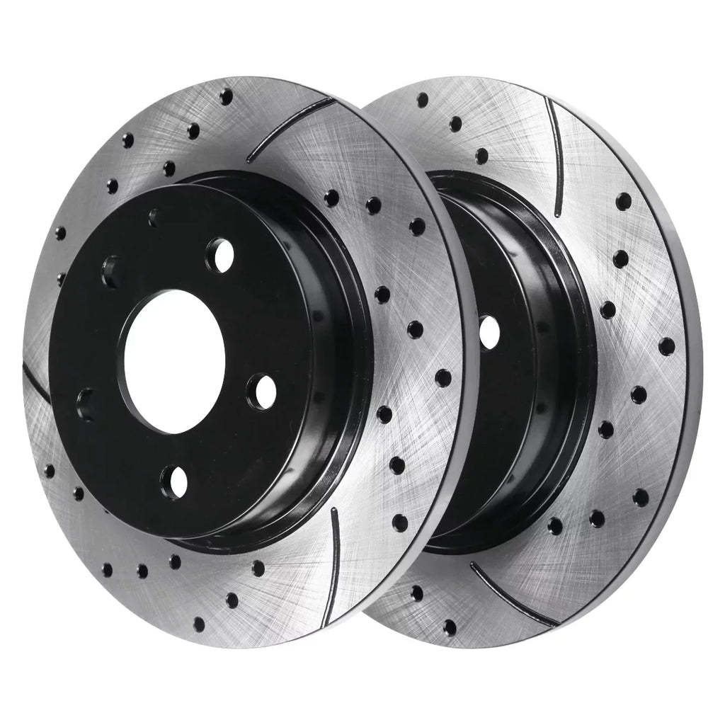 Set Black BRKPK200 of FWD 2016 Front Mazda AWD 2.5L AutoShack Brake for 2022 and 2017 4 Slotted 2020 2021 Rear 2019 Drilled Rotors 2.0L 2018 CX-5 Replacement