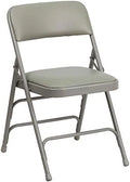 4 Gray & Hinged Chair Triple Folding Double Metal Braced HERCULES Pack Vinyl Curved Series