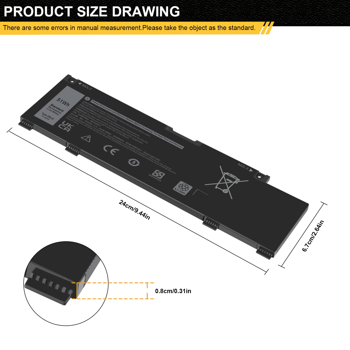 4265mAh M4GWP Dell Battery 266J9 For 415CG 3590 G3 15 11.4V PN1VN 51Wh