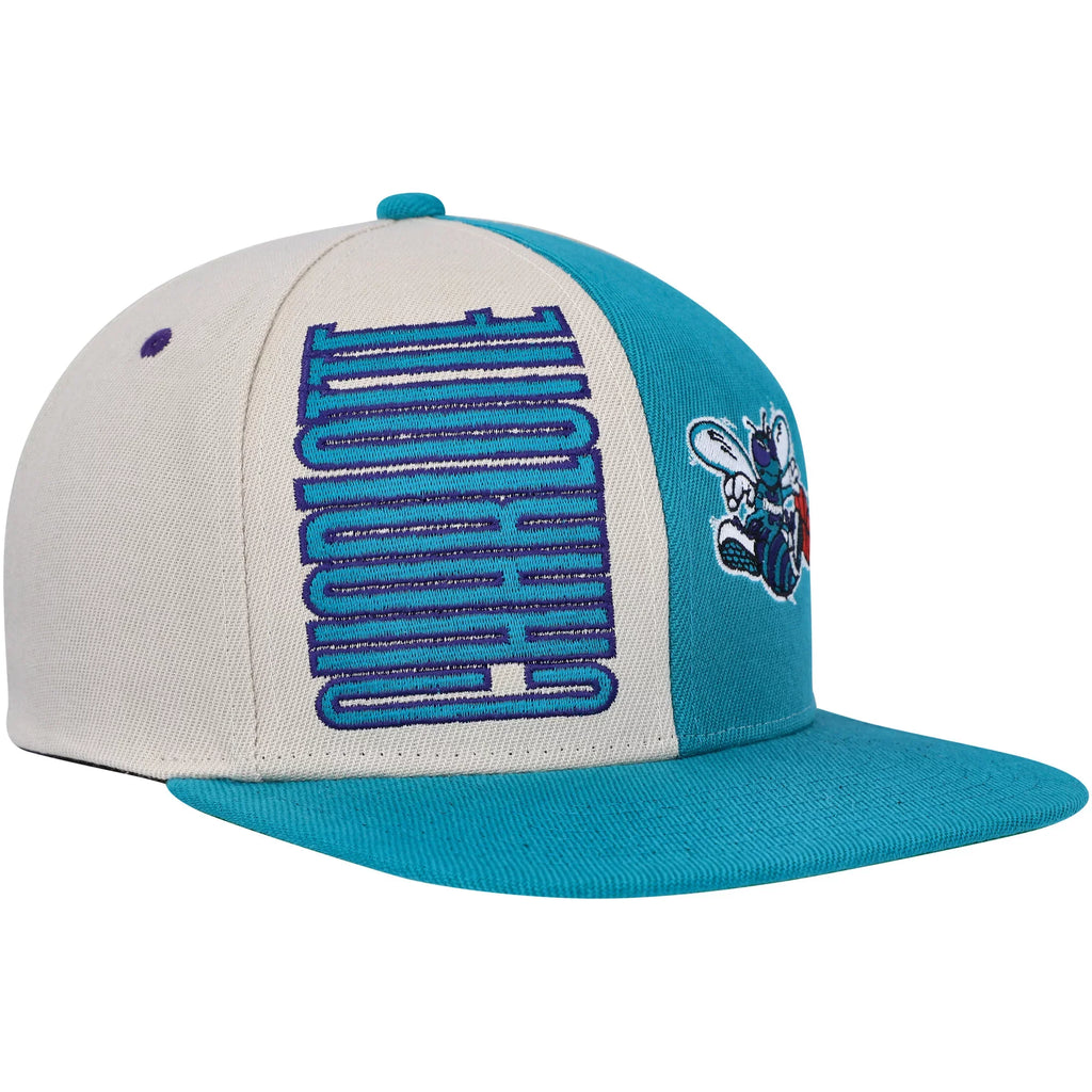 OSFA Hornets Pop Hat Ness Classics & Mitchell Charlotte Men's Hardwood Snapback - Cream