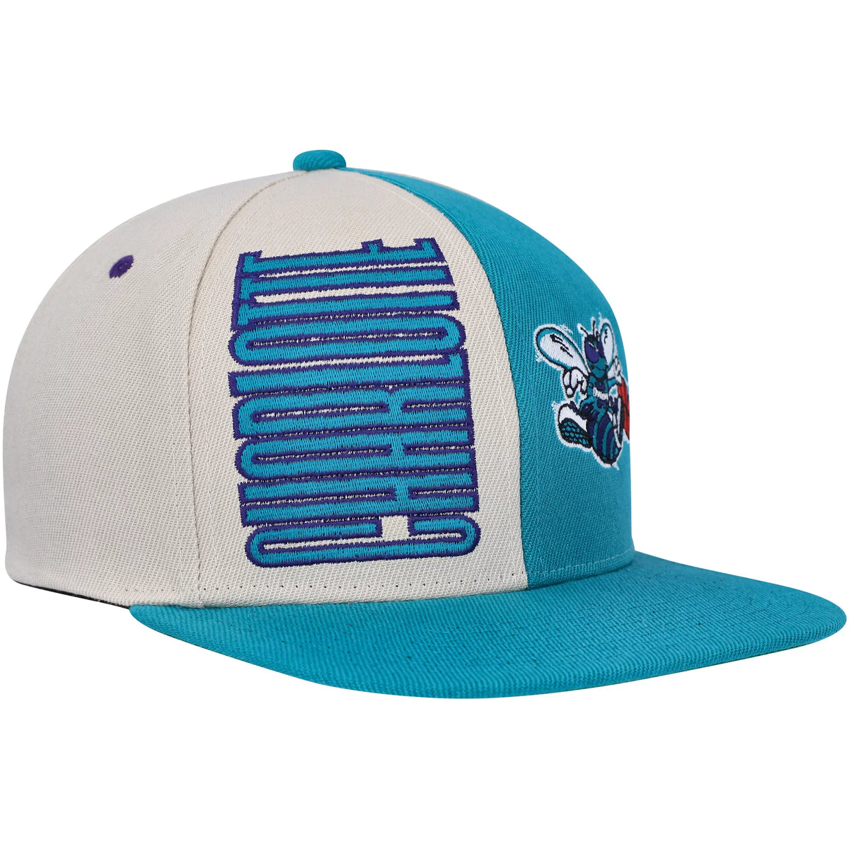 OSFA Hornets Pop Hat Ness Classics & Mitchell Charlotte Men's Hardwood Snapback - Cream